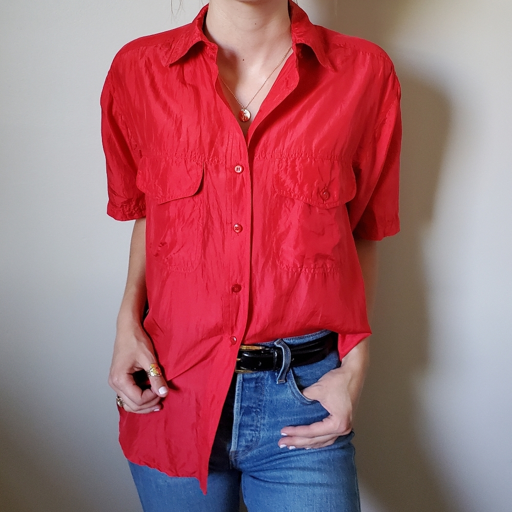 Red Silk Blouse
